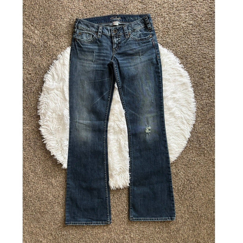Silver Jeans Pioneer‎ Women Dark Wash Low Rise Bootcut Denim Jeans Size 28